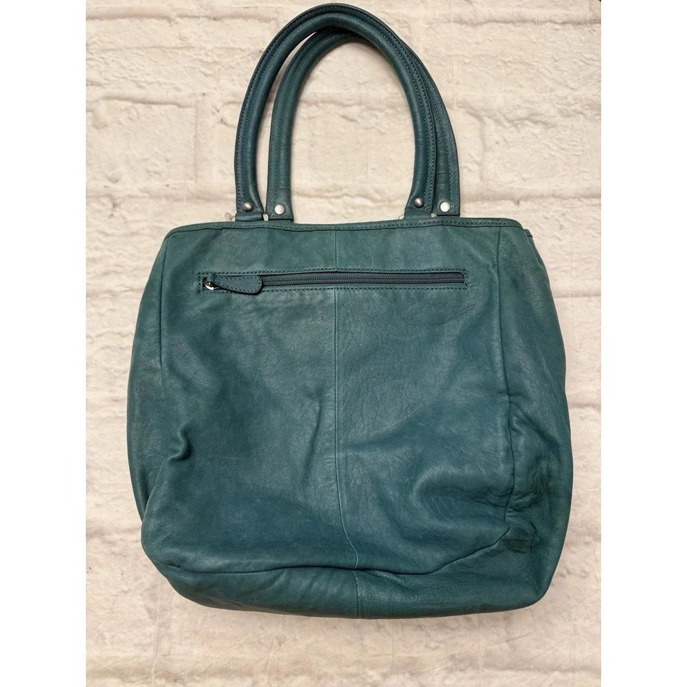 Perlina Brushed Leather Hobo Shoulder Bag Purse Green Buckle Medium Tote